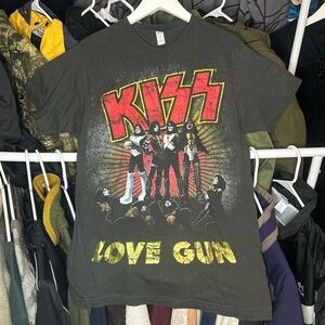 KISS Love Gun Band Concert Tour Grey T-shirt size Medium